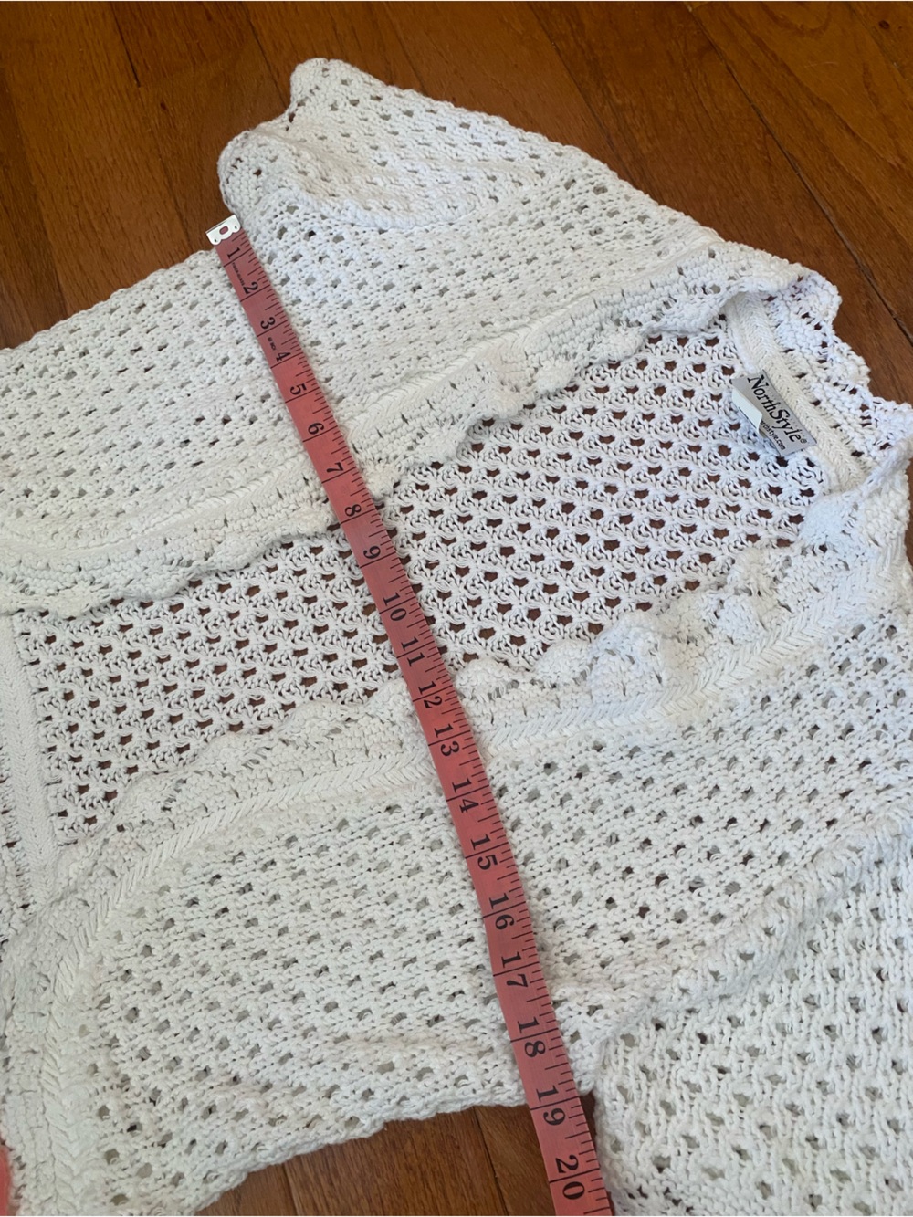 NorthStyle White Open Knit Crochet Cardigan Sweater Shrug Boho Cottagecore Small - Picture 9 of 10